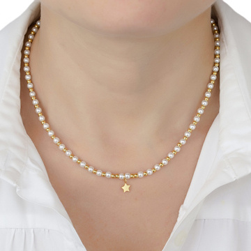Naszyjnik gwiazdka STAL SZLACHETNA POZŁACANA