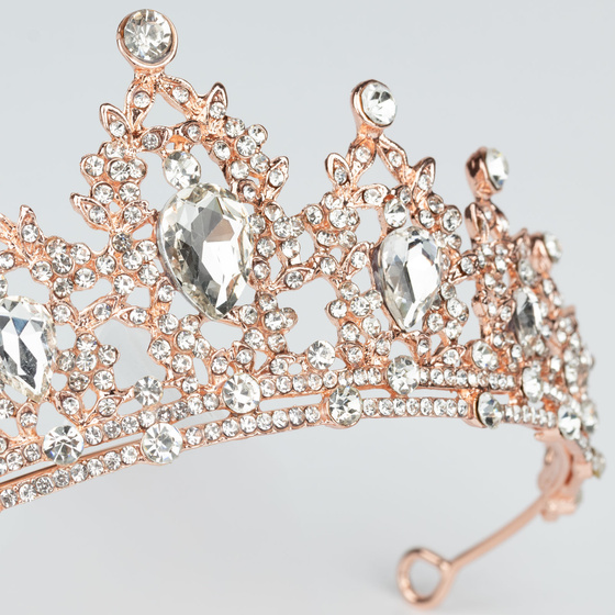 DIADEM Korona Tiara MISS GLOW ŚLUBNY ZŁOTY cyrkonie KRYSZTAŁY