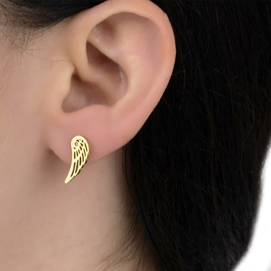 KOLCZYKI piórka STAL SZLACHETNA POZŁACANA