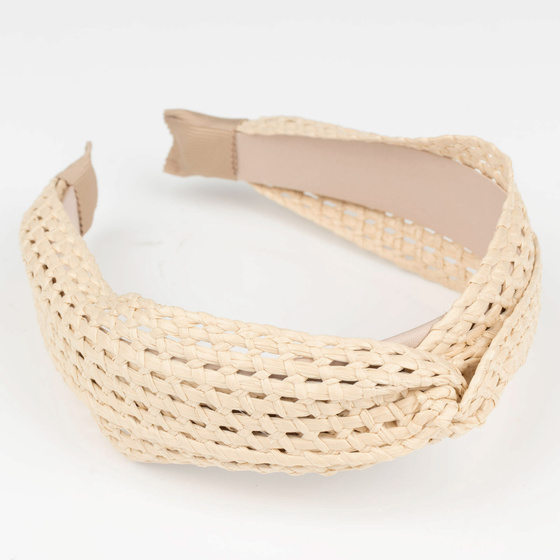 OPASKA DO WŁOSÓW szeroka ażurowa pleciona SŁOMIANA rattan rafia NA LATO