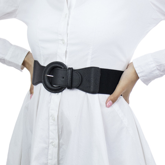 PASEK damski DO SUKIENKI gumowy czarny GUMA szeroki