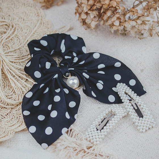 GUMKA DO WŁOSÓW frotka SCRUNCHES kropki PERŁA