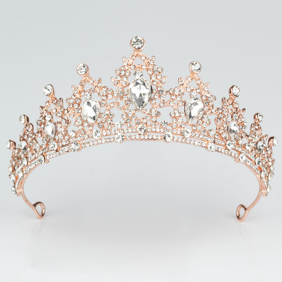 DIADEM Korona Tiara MISS GLOW ŚLUBNY ZŁOTY cyrkonie KRYSZTAŁY