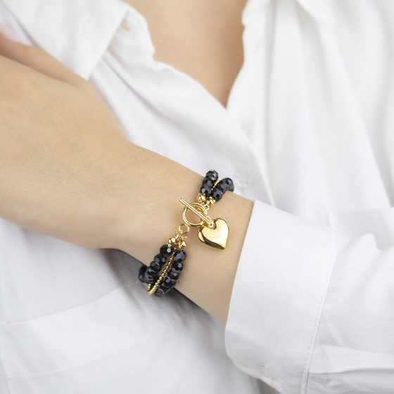 Bransoletka serduszko STAL SZLACHETNA POZŁACANA