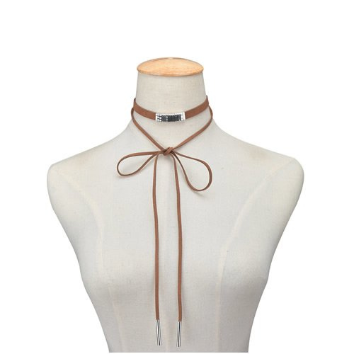 Choker NASZYJNIK kunsztowny brąz-srebro