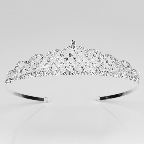 DIADEM Korona Tiara MISS GLOW ŚLUBNY srebrny cyrkonie KRYSZTAŁY