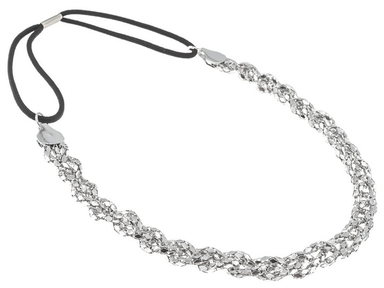 OPASKA DO WŁOSÓW skręt SREBRNA na gumce