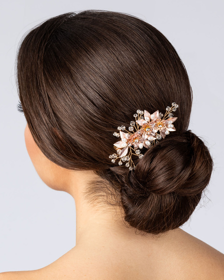 Ozdoba ślubna do włosów GRZEBYK ŚLUB KRYSZTAŁKI KWIATY