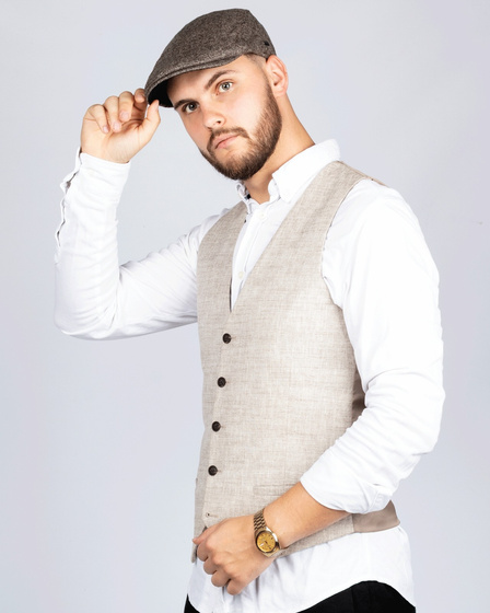 KASZKIET Męski Alessio Stylowy Elegancki FLAT CAP Jesień Zima Czapka RETRO