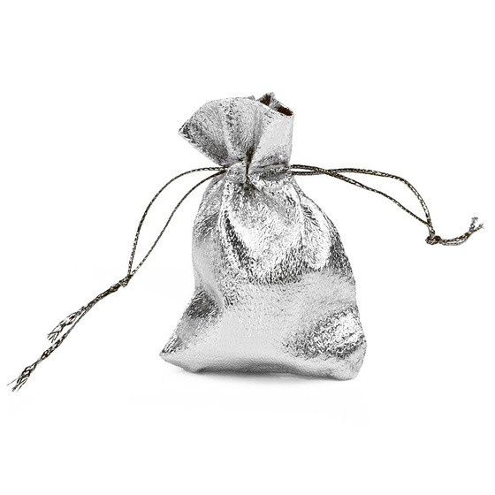 WORECZEK PREZENTOWY torebka SREBRNY prezent 5x7cm