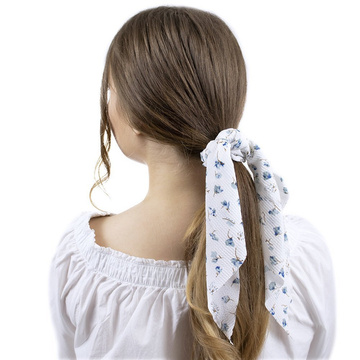 GUMKA do włosów APASZKA scrunchies BIAŁA kwiaty