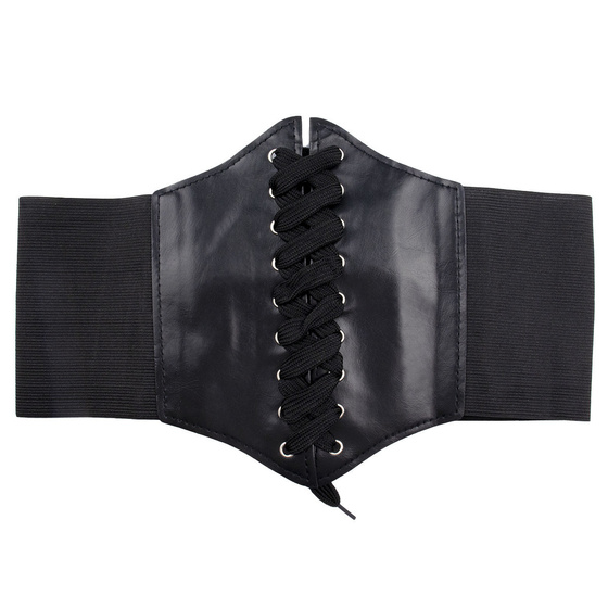 PASEK pas szeroki GORSET czarny GUMOWY SZNUROWANY rozmiar S