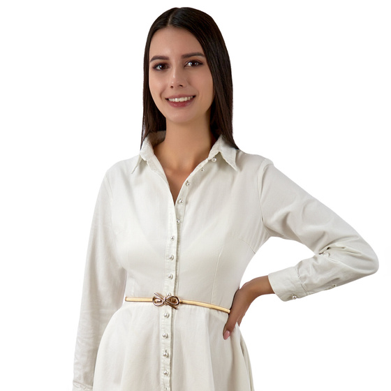 PASEK elastyczny metalowy DAMSKI sprężynka KOKARDKA wąski