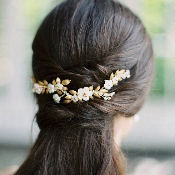 Ozdoba ŚLUBNA do włosów damska GAŁĄZKA KWIATY ŚLUB