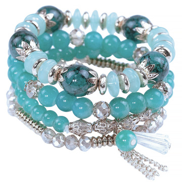 BRANSOLETKI zestaw KORALIKI złote KRYSZTAŁ