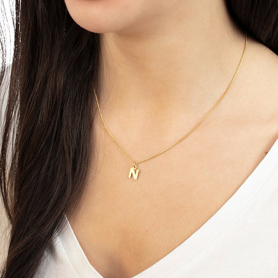 NASZYJNIK damski POZŁACANY 24k litera N mała