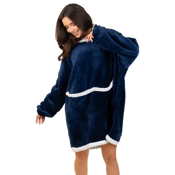 KOCOBLUZA KOC BLUZA CIEPŁA 2w1 GRUBA XXL FUTRZAK POLAR z kapturem OVERSIZE