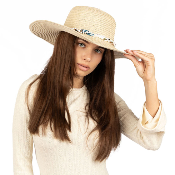 KAPELUSZ plażowy Alessio DAMSKI SŁOMKOWY kokarda letni SŁOMIANY DUŻE RONDO