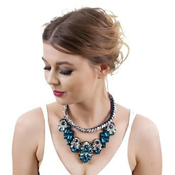 NASZYJNIK turkusowy KOLIA błyszczący KRYSZTAŁY