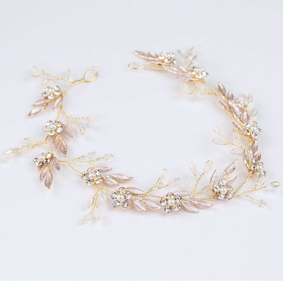 OZDOBA DO WŁOSÓW ślubna pudrowa KRYSZTAŁY długa