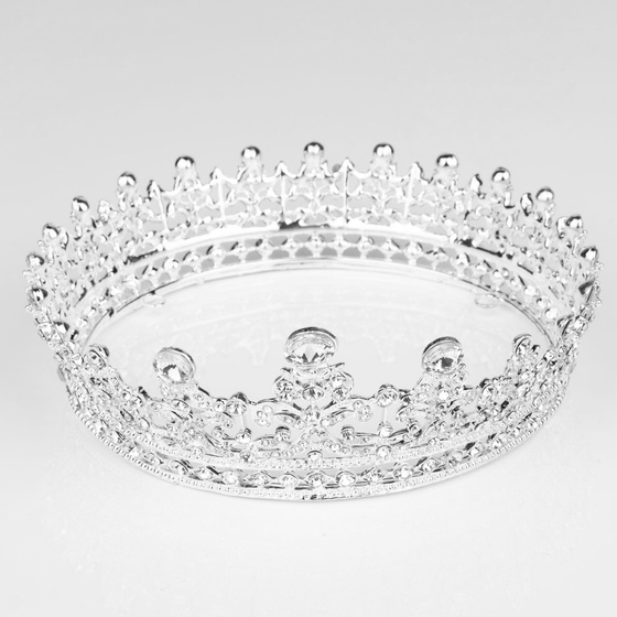 KORONA Diadem Tiara MISS GLOW ŚLUBNA SREBRNA cyrkonie KRYSZTAŁY