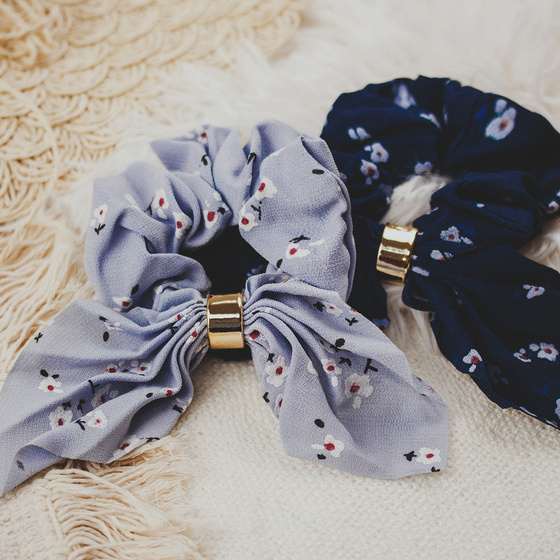 GUMKA do włosów APASZKA frotka SCRUNCHIES błękitna