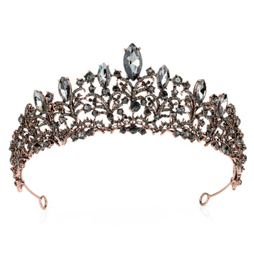 DIADEM Korona Tiara MISS GLOW Wieczorowy CZARNE cyrkonie KRYSZTAŁY