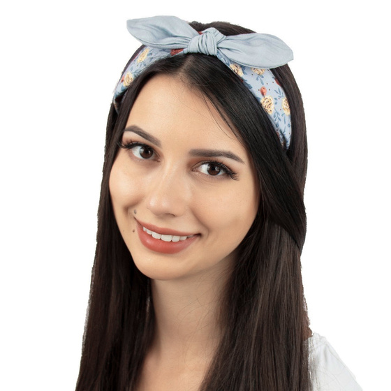 OPASKA DO WŁOSÓW szeroka KWIATY kokarda pin up