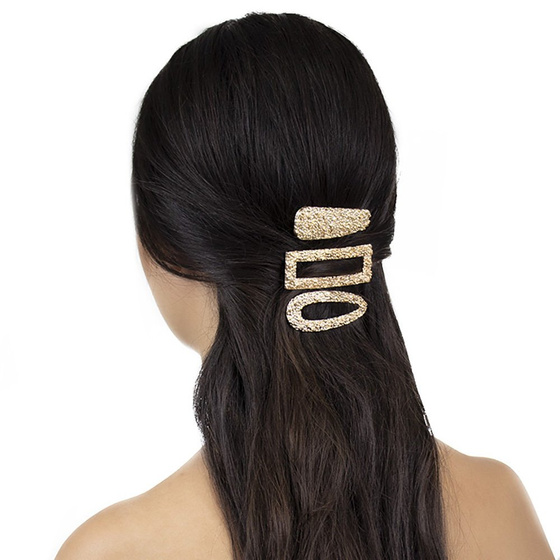 SPINKI DO WŁOSÓW zestaw klamry ZŁOTE 3 sztuki