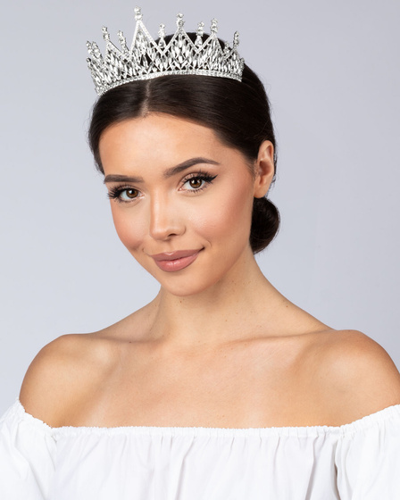 DIADEM Korona Tiara MISS GLOW ŚLUBNY srebrny cyrkonie KRYSZTAŁY