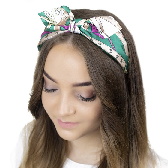 OPASKA DO WŁOSÓW szeroka pin up ZIELONA KOKARDA