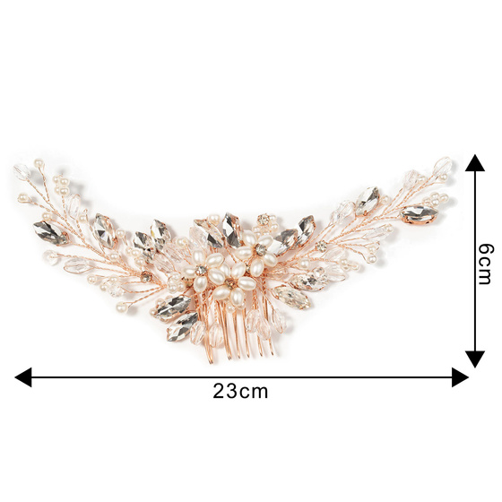 OZDOBA ŚLUBNA do włosów GRZEBYK perełki kryształki