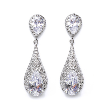 Kolczyki damskie ŚLUBNE cyrkonie DŁUGIE srebrne