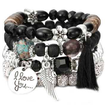 BRANSOLETKI koraliki SKRZYDŁO chwost ZESTAW