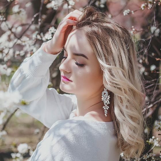 KOLCZYKI srebrne WISZĄCE kryształki ŚLUBNE długie