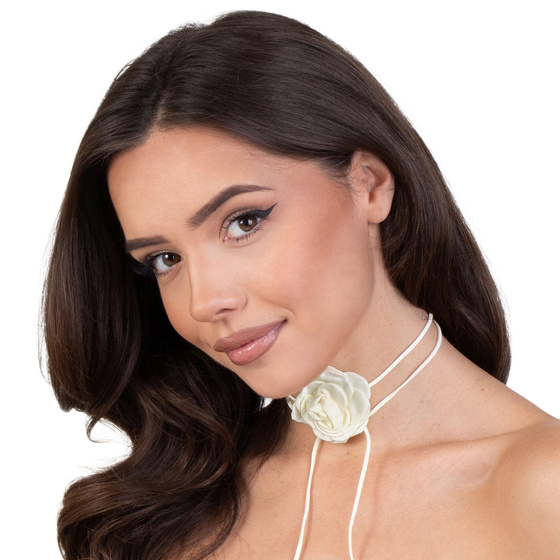 CHOKER Naszyjnik ozdobny KWIAT na szyję róża na rzemyku elegancki