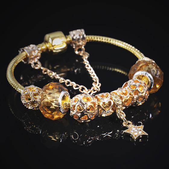 Bransoletka CHARMS modułowa ZŁOTA gwiazdka