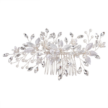 Ozdoba ślubna do włosów GRZEBYK ŚLUB KRYSZTAŁKI KWIATY
