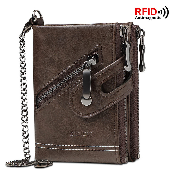 Alessio PORTFEL MĘSKI Block Kart RFID ŁAŃCUCH Pudełko PREZENTOWE