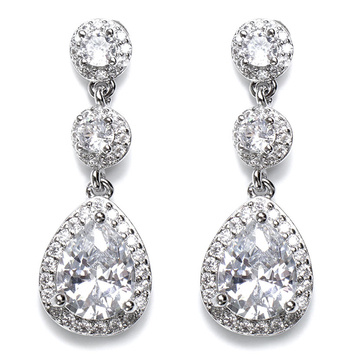 Kolczyki damskie ŚLUBNE srebrne długie CYRKONIE