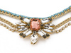 NASZYJNIK złoto turkusowy  RÓŻOWE KRYSZTAŁY kolia
