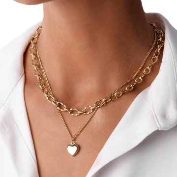 Naszyjnik podwójny STAL SZLACHETNA POZŁACANA gold