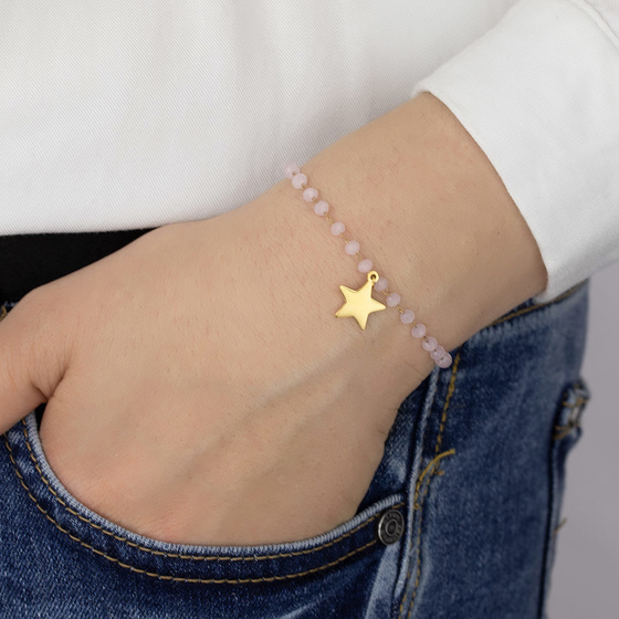 BRANSOLETKA gwiazda STAL SZLACHETNA POZŁACANA