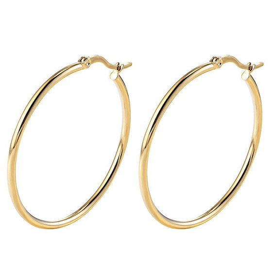 Kolczyki KOŁA kółka STAL SZLACHETNA POZŁACANA