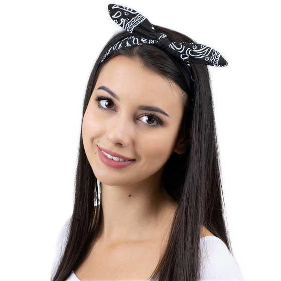 OPASKA do włosów na głowę PIN UP BANDAMKA kokarda na gumce