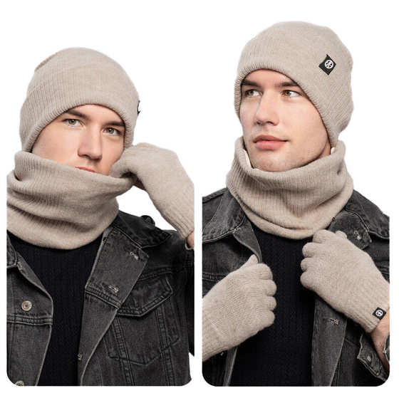 Alessio KOMPLET CZAPKA + KOMIN + RĘKAWICZKI DOTYKOWE ciepły POLAR ZIMOWY