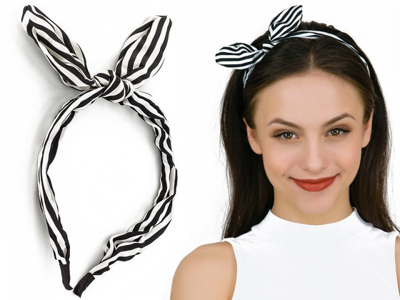 OPASKA DO WŁOSÓW paski czarne PIN UP kokarda