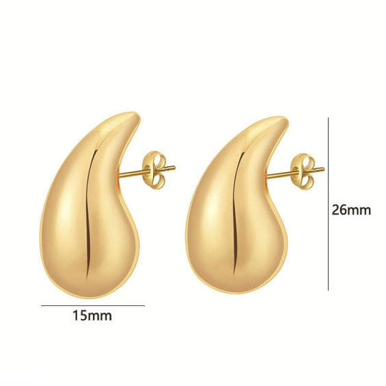 KOLCZYKI sztyft ZŁOTE ŁEZKI KROPLE - STAL SZLACHETNA POZŁACANA