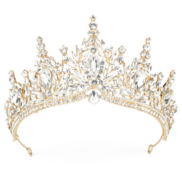 DIADEM Korona Tiara MISS GLOW ŚLUBNY ZŁOTY cyrkonie KRYSZTAŁY