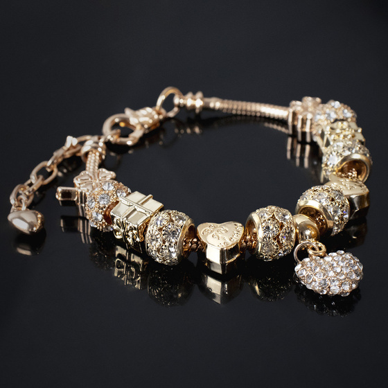 BRANSOLETKA modułowa ZŁOTA serduszko CHARMS